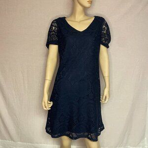 Tacera Dark Blue Short Sleeve Dress Size Medium